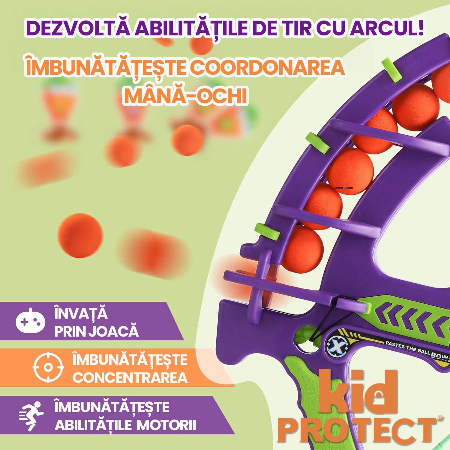 Set De Joaca Arc cu Bile Moi KidProtect Mini Archer Set De Joaca Arc cu Bile Moi KidProtect Mini Archer